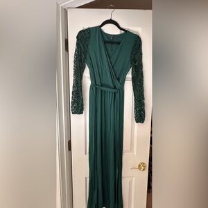 Dark Green lace sleeved dress